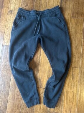 Hollister Men’s Black Jogger Sweatpants Large Tall Drawstring Pockets Zip